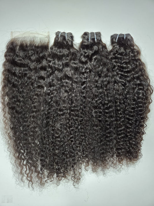 HD Closure + 3 Vietnamese Curly Wefts